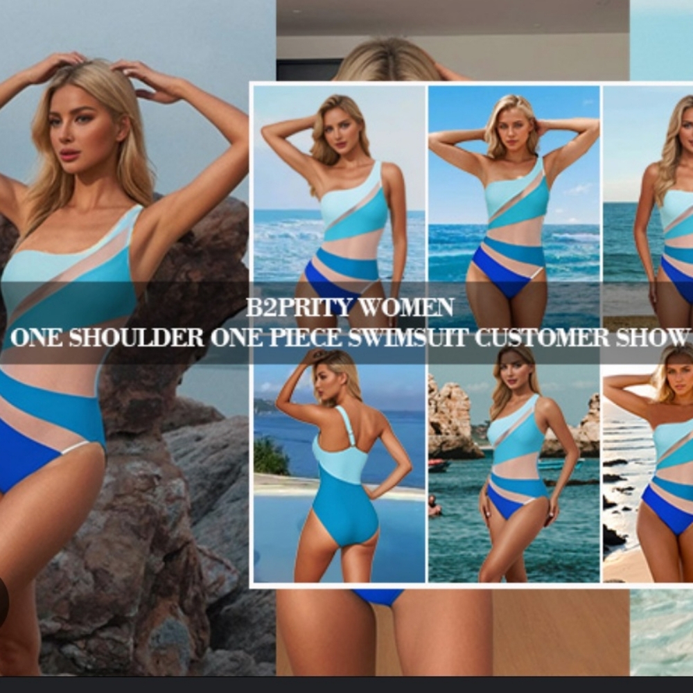 OYOANGLE Colorblock Cut Out One Piece Swimsuit High Waist Bathing Suit SIZE MEDI